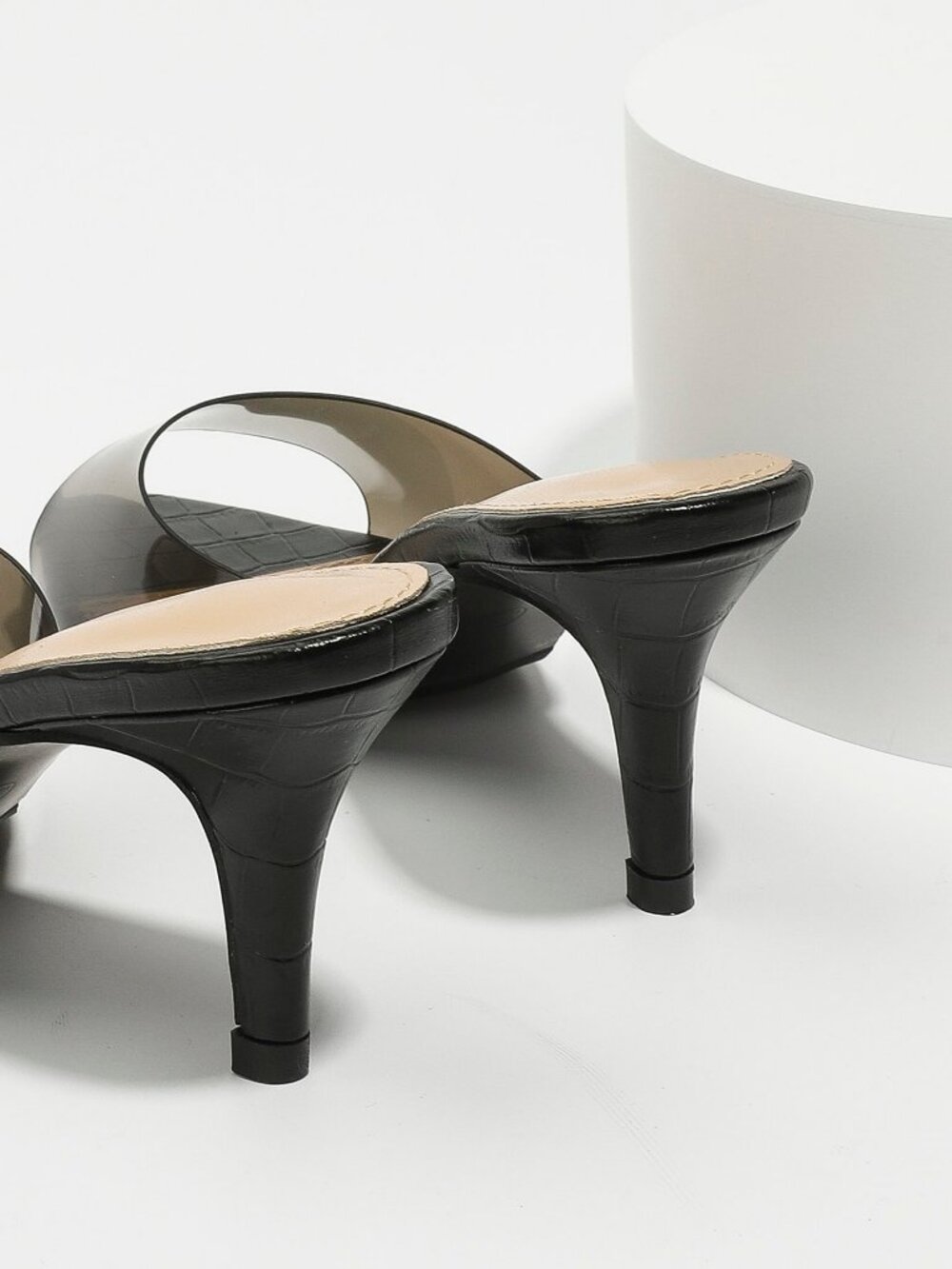 Black Sexy Women's Pointed Toe Slip-On High Heel Sandals - Picture 2 of 4